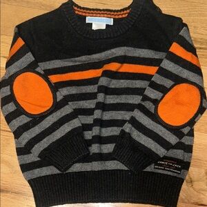 Janie and Jack Boys Black and Orange Striped Crewneck Sweater